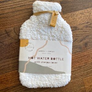 Hot water bottle with sherpa cover